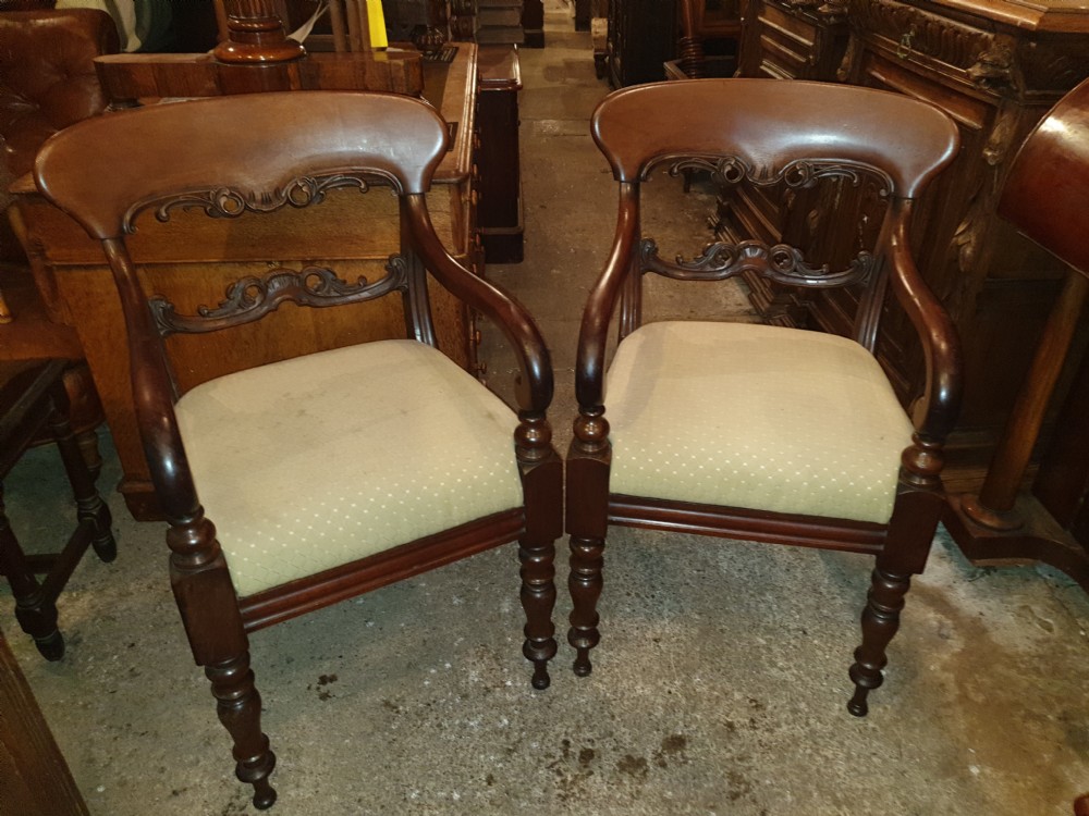 Pair of 19th century mahogany desk armchairs  View IV