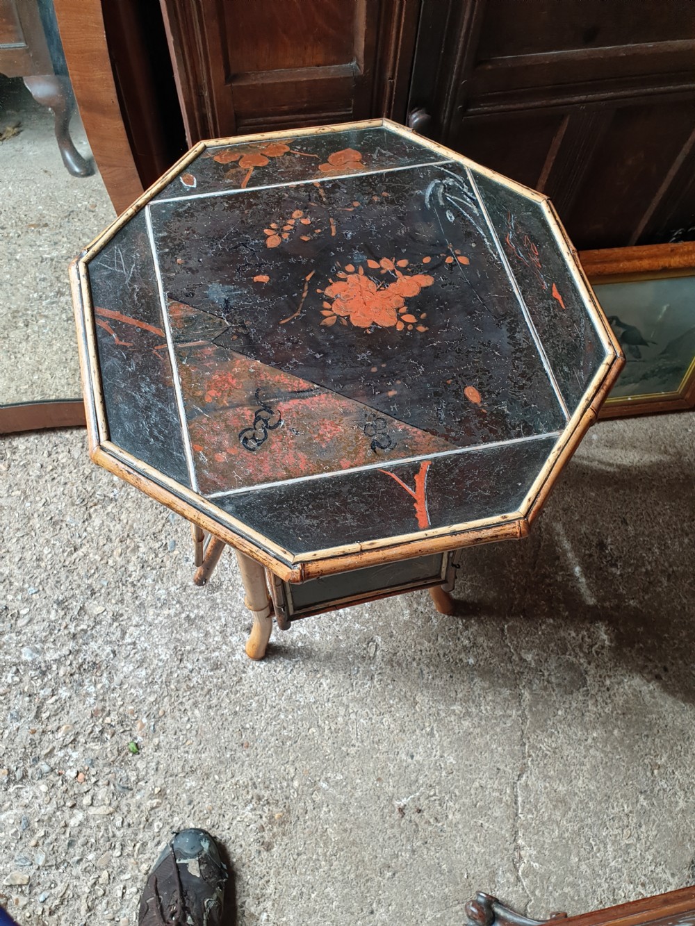 Late Victorian bamboo and lacquered tea table  View IV