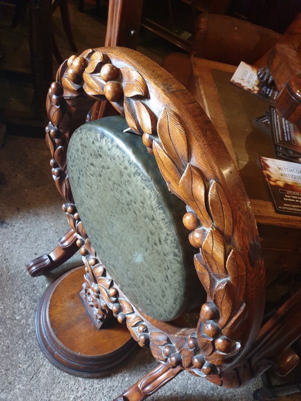 Large carved country house dinner gong View II