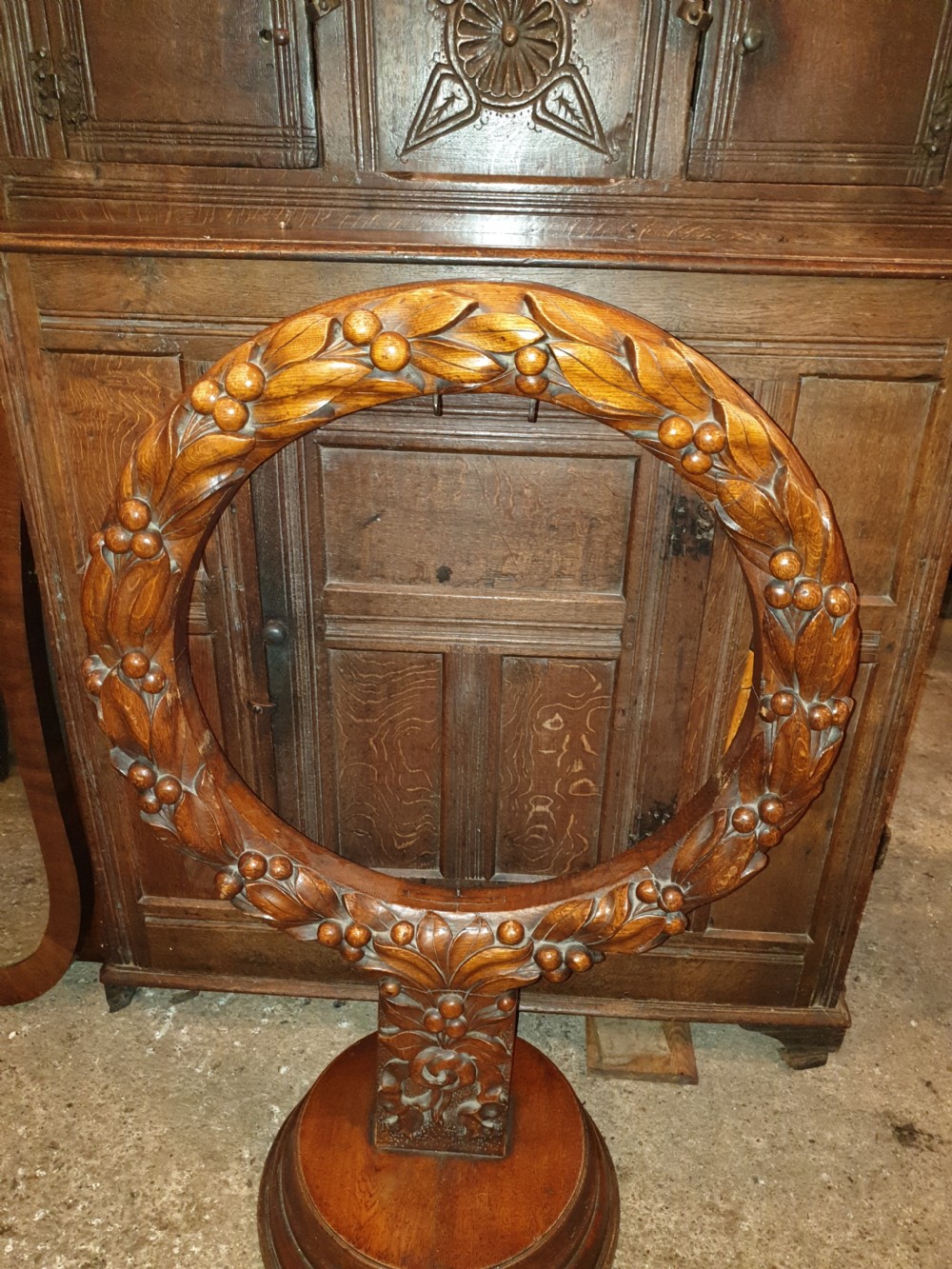 Large carved country house dinner gong View III