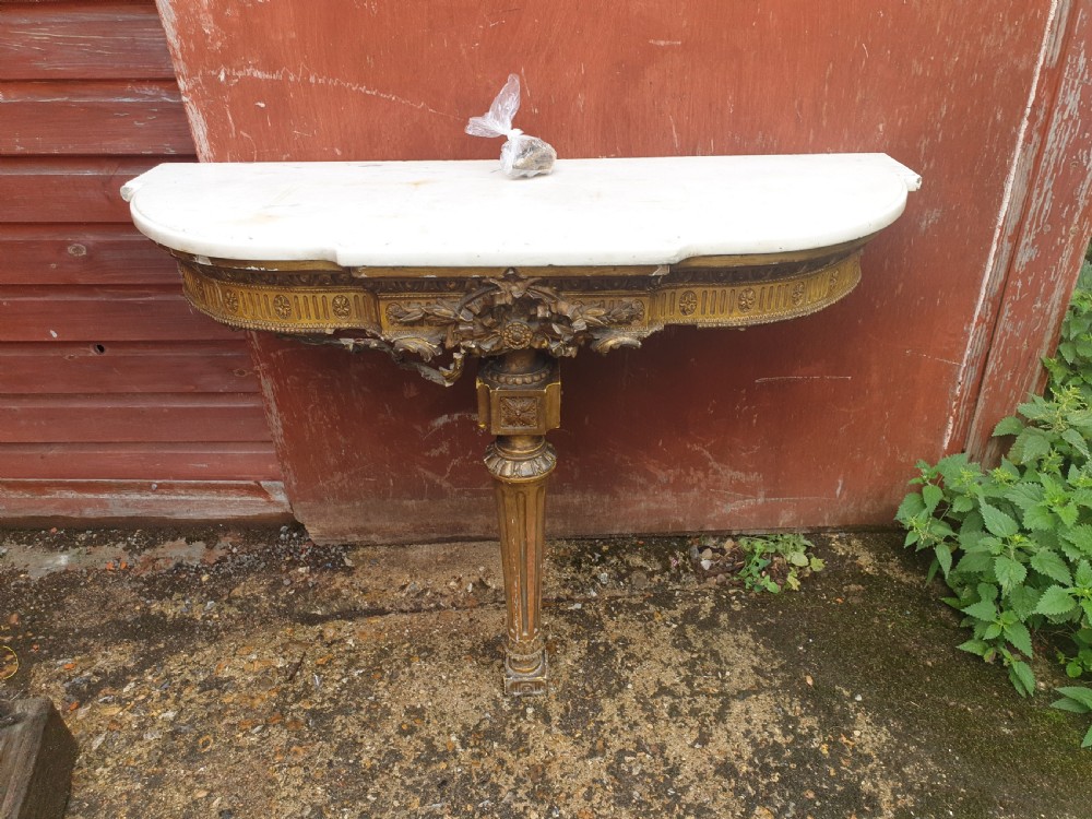 19th century marble top gilt console table. View II