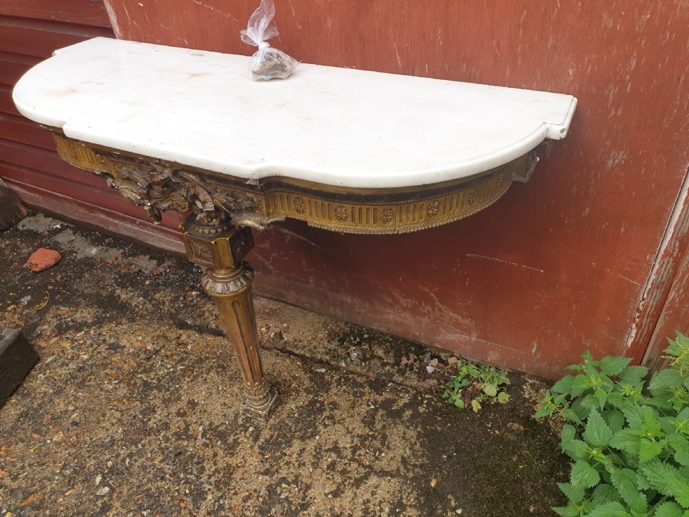 19th century marble top gilt console table. View III