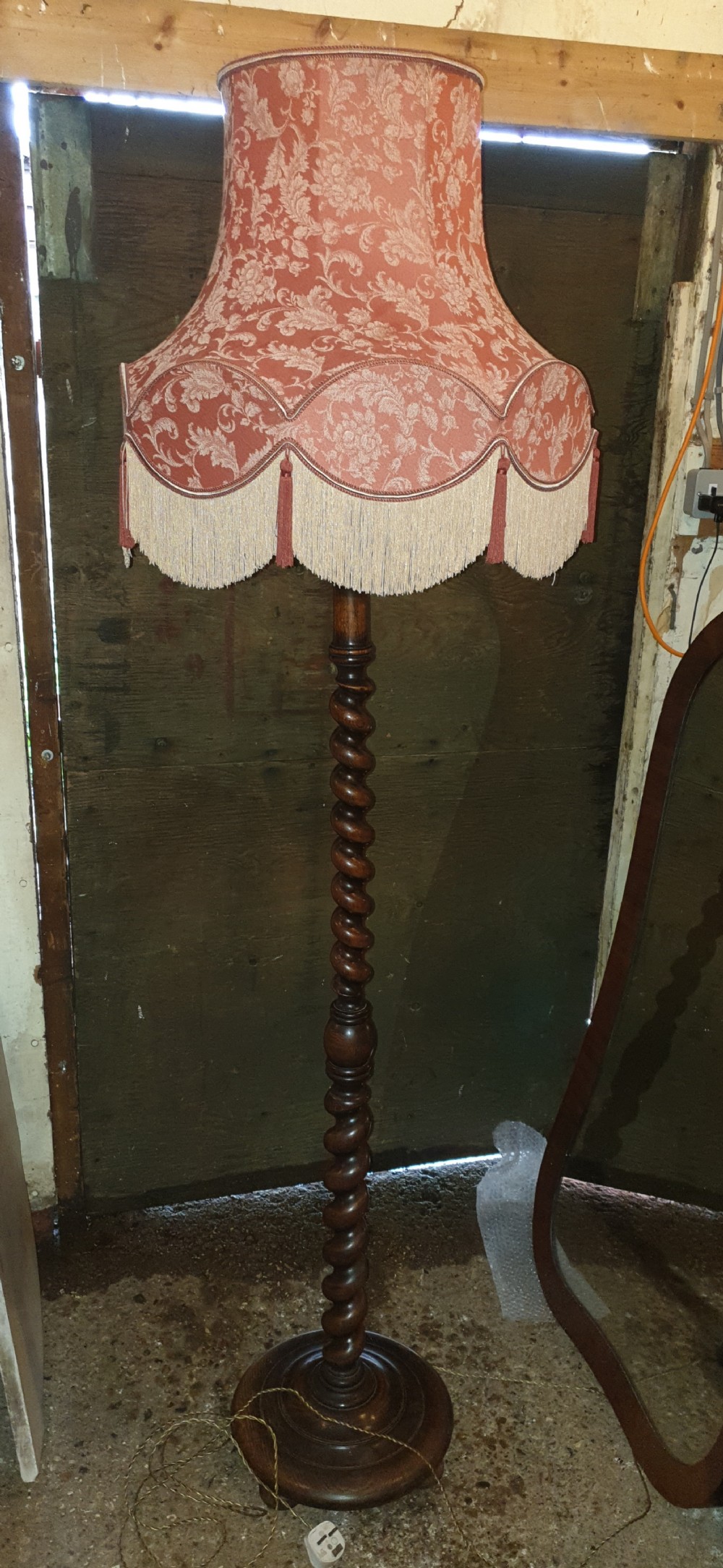 1920s oak standard lamp