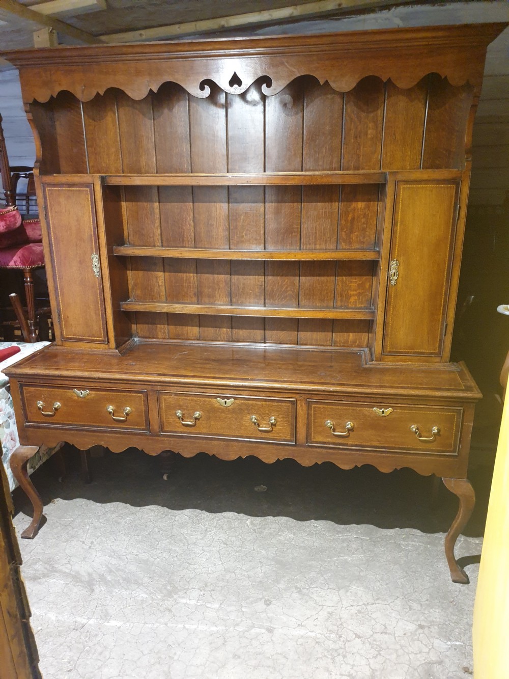 Oak 2 part inlaid farmhouse dresser  View IV