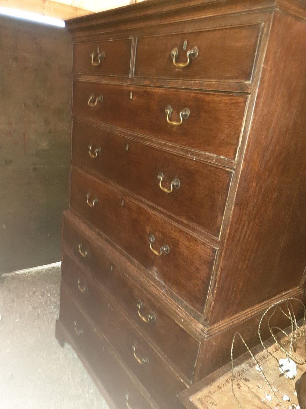 Late Georgian oak chest on chest  View III