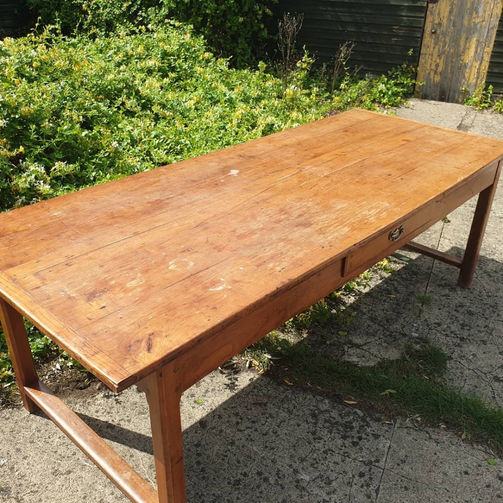 French fruitwood farmhouse kitchen dining table. 