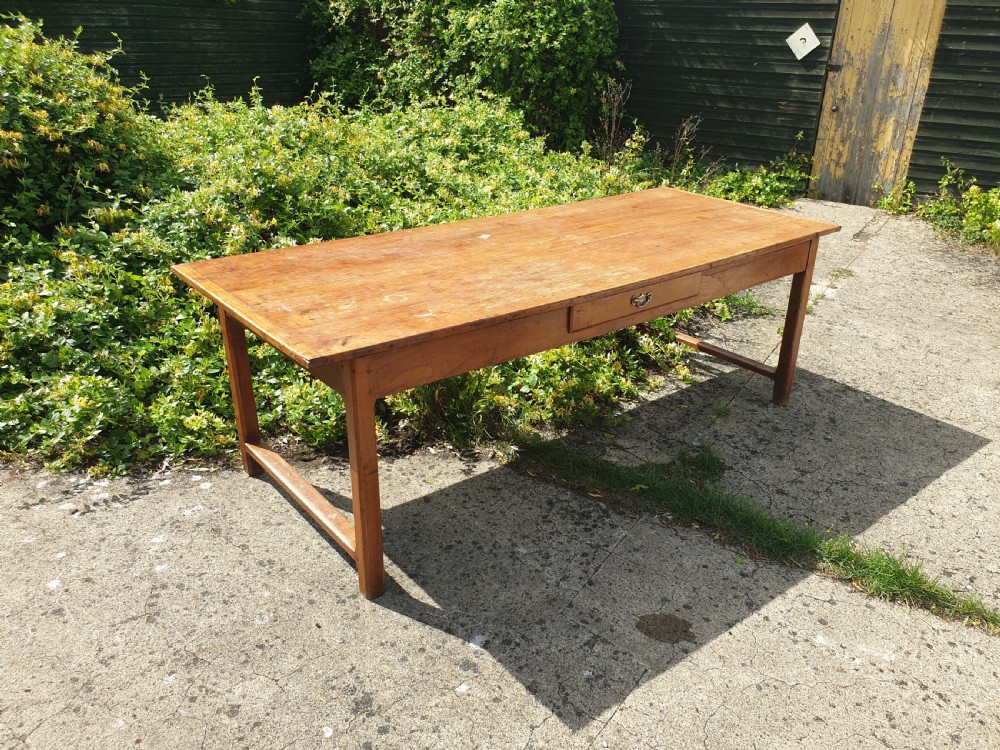 French fruitwood farmhouse kitchen dining table.  View V