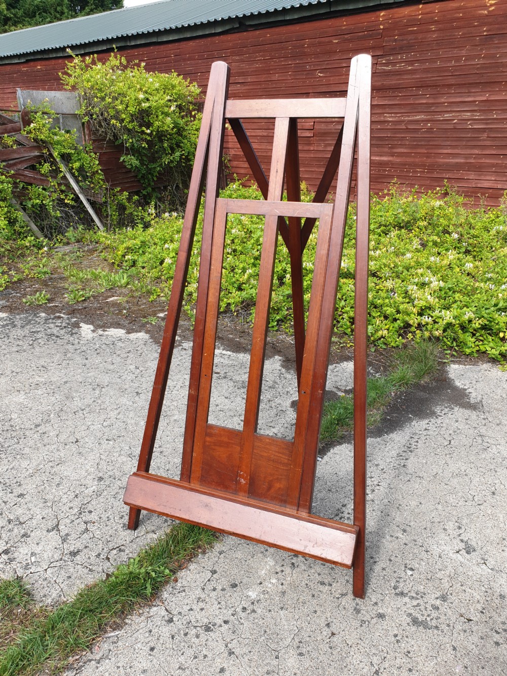 Large mahogany adjustable mahogany artists easel  View II