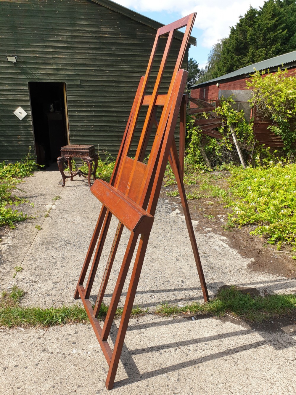 Large mahogany adjustable mahogany artists easel  View III