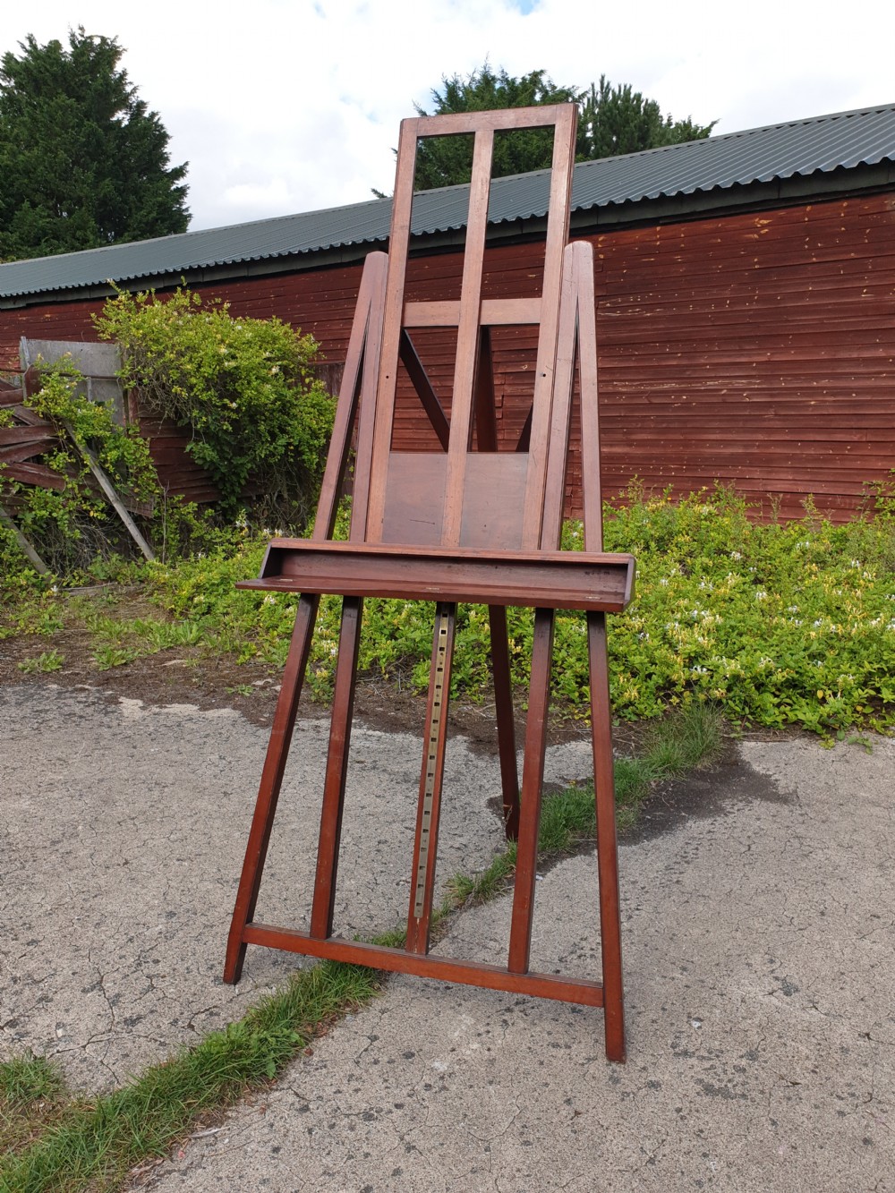 Large mahogany adjustable mahogany artists easel  View V