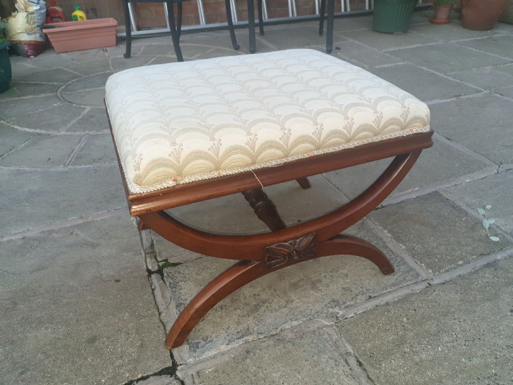 Mid 19th century mahogany X frame centre stool