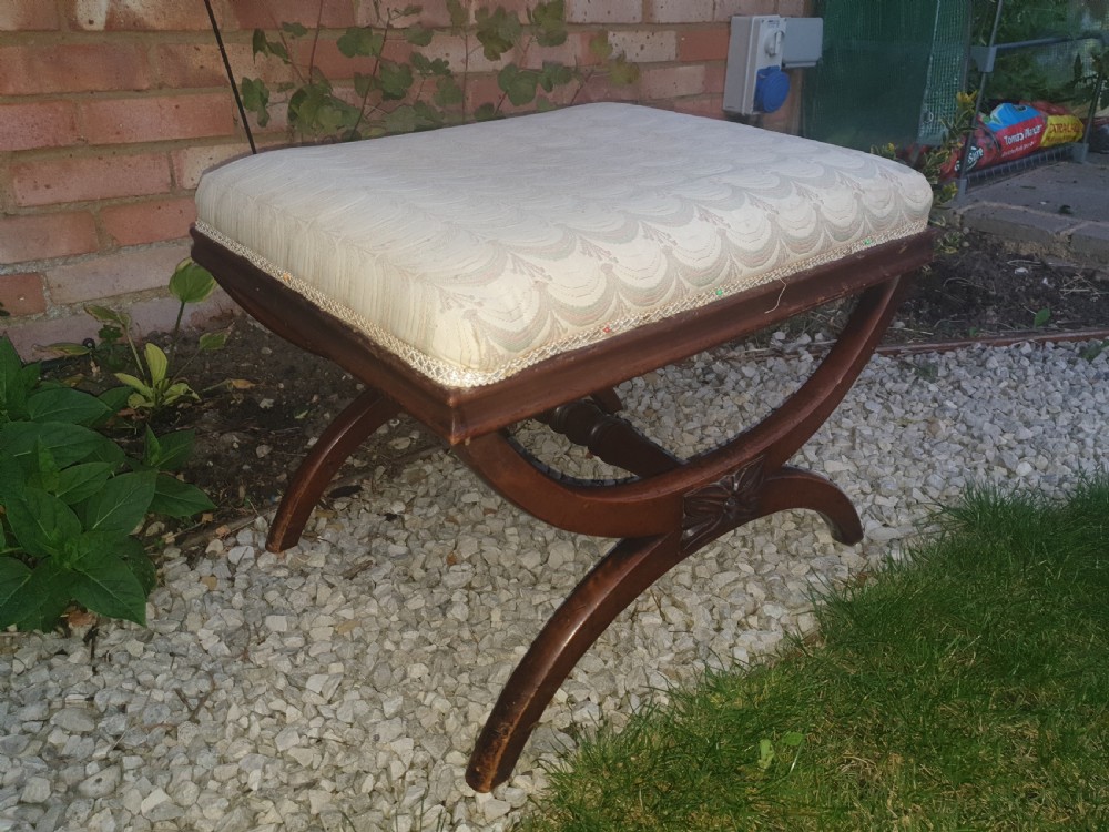 Mid 19th century mahogany X frame centre stool View VI