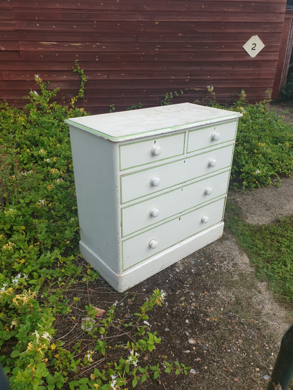 Victorian painted pine chest of drawers.  View V
