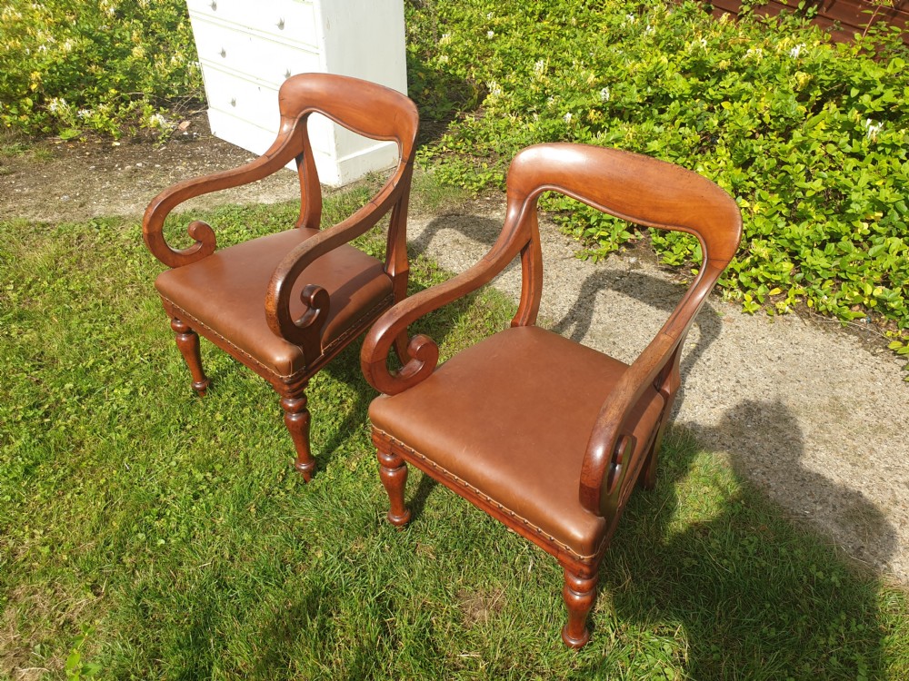 Pair of early Victorian mahogany desk armchairs View IV