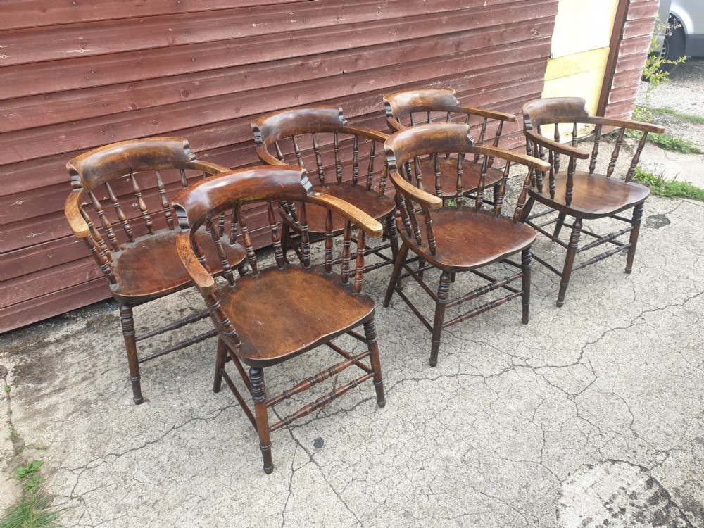 Set of 6 Smokers bow kitchen dining armchairs. View III