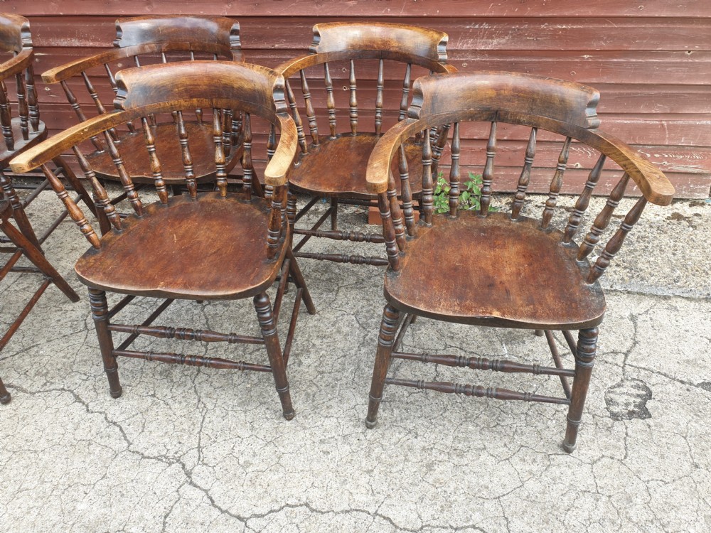 Set of 6 Smokers bow kitchen dining armchairs. View V