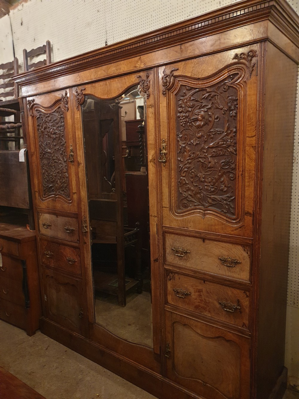 Good quality oak wardrobe by Maple & Co. View IV