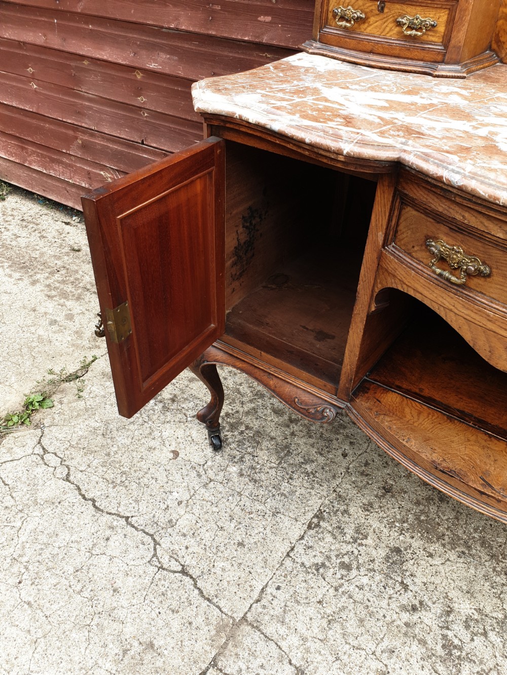 Late Victorian oak marble top washstand by Maple and Co. View IV
