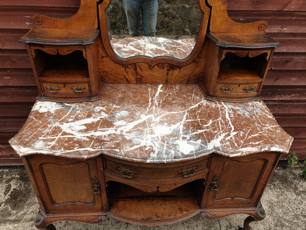 Late Victorian oak marble top washstand by Maple and Co. View V