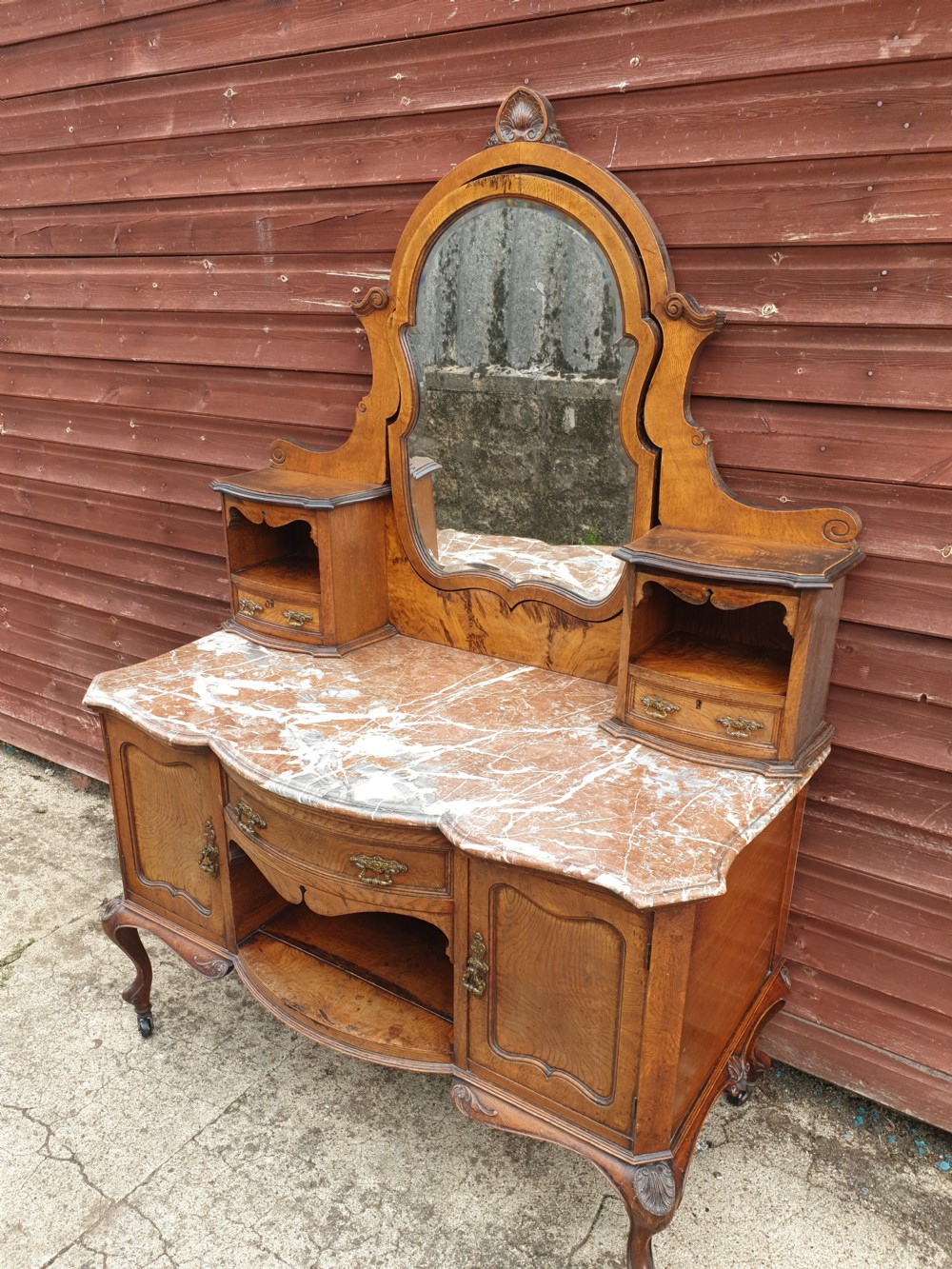 Late Victorian oak marble top washstand by Maple and Co. View VI