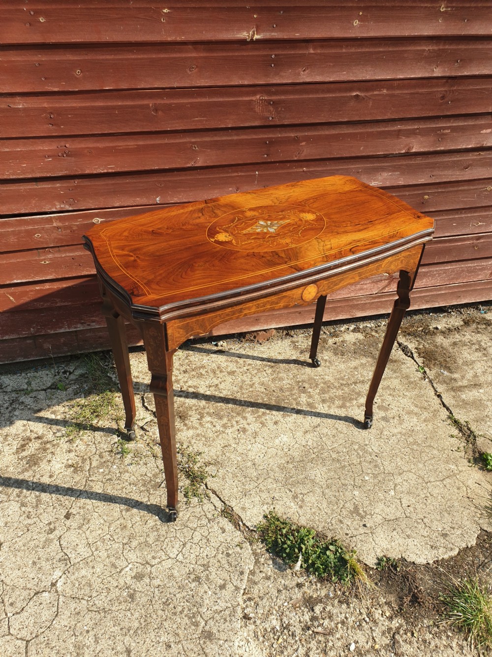 Inlaid rosewood games table