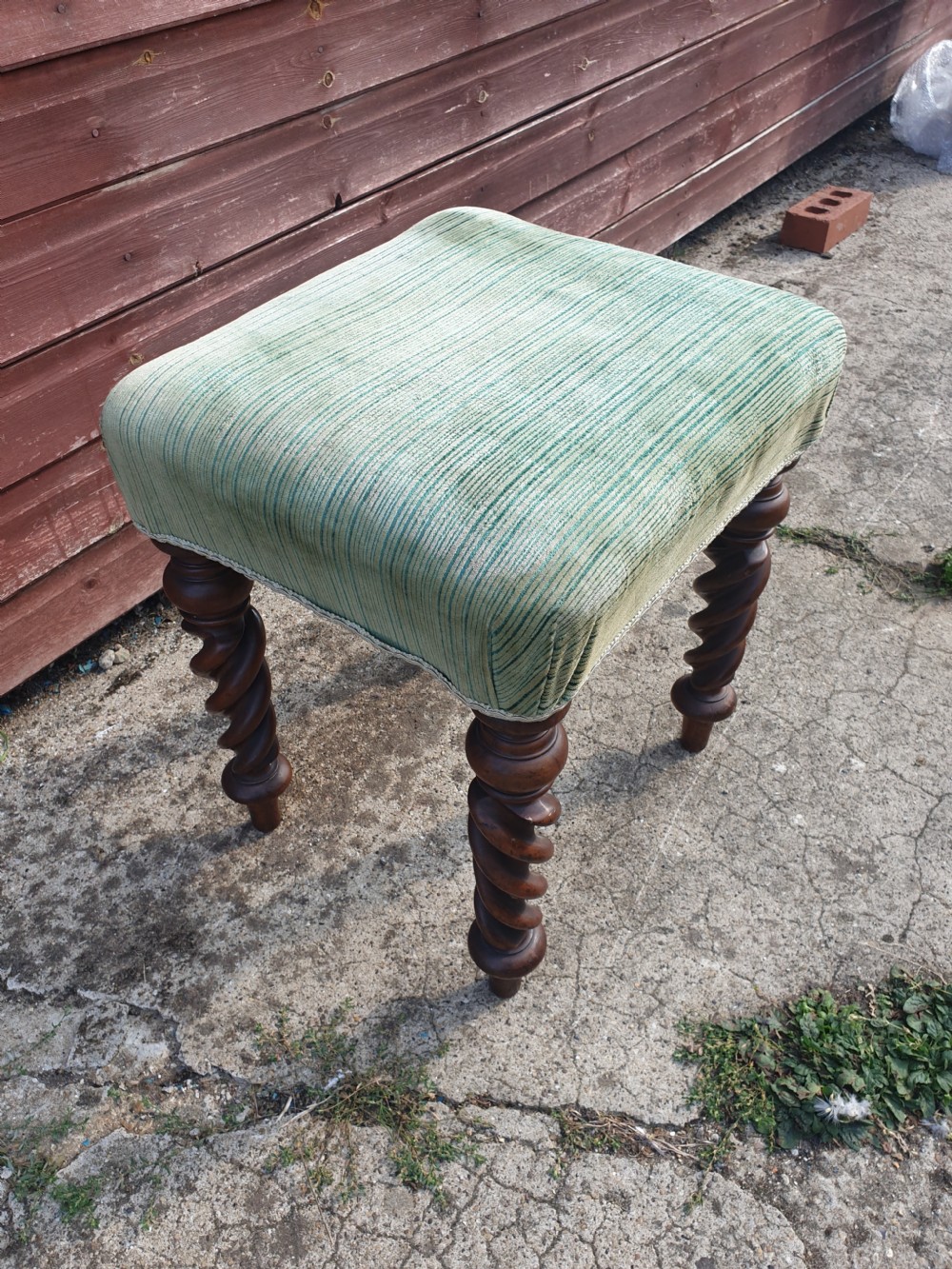 Solid 19th century stool on twist legs View II