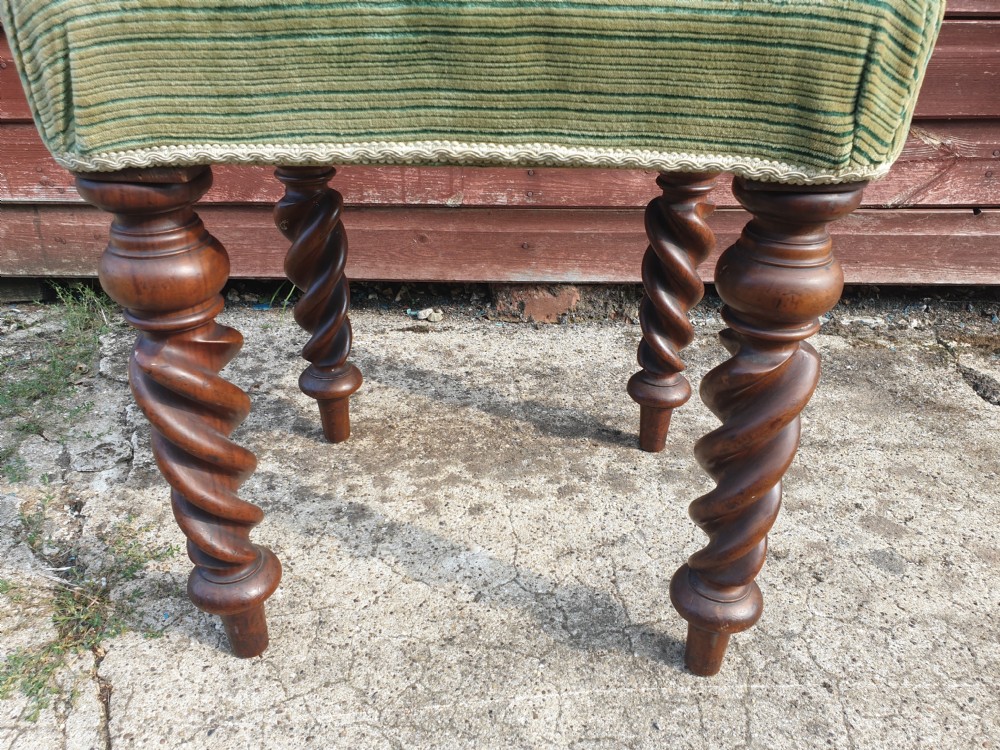 Solid 19th century stool on twist legs View III