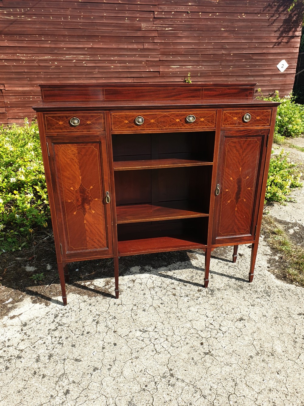 Edwardian inlaid mahogany bookcase cabinet  View IV