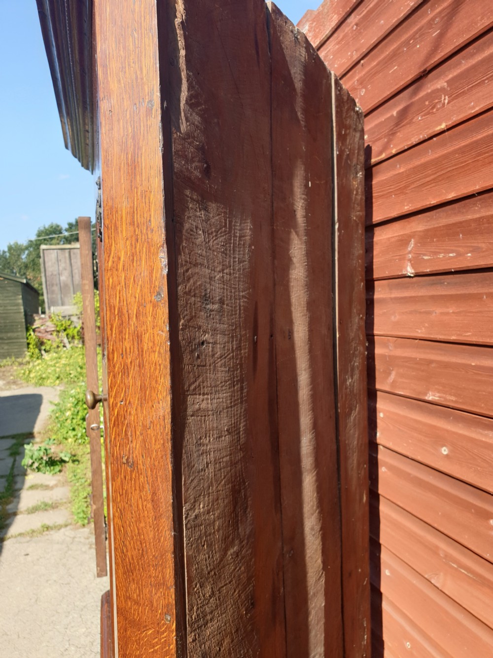 18th century solid oak 2 part corner cupboard  View IV