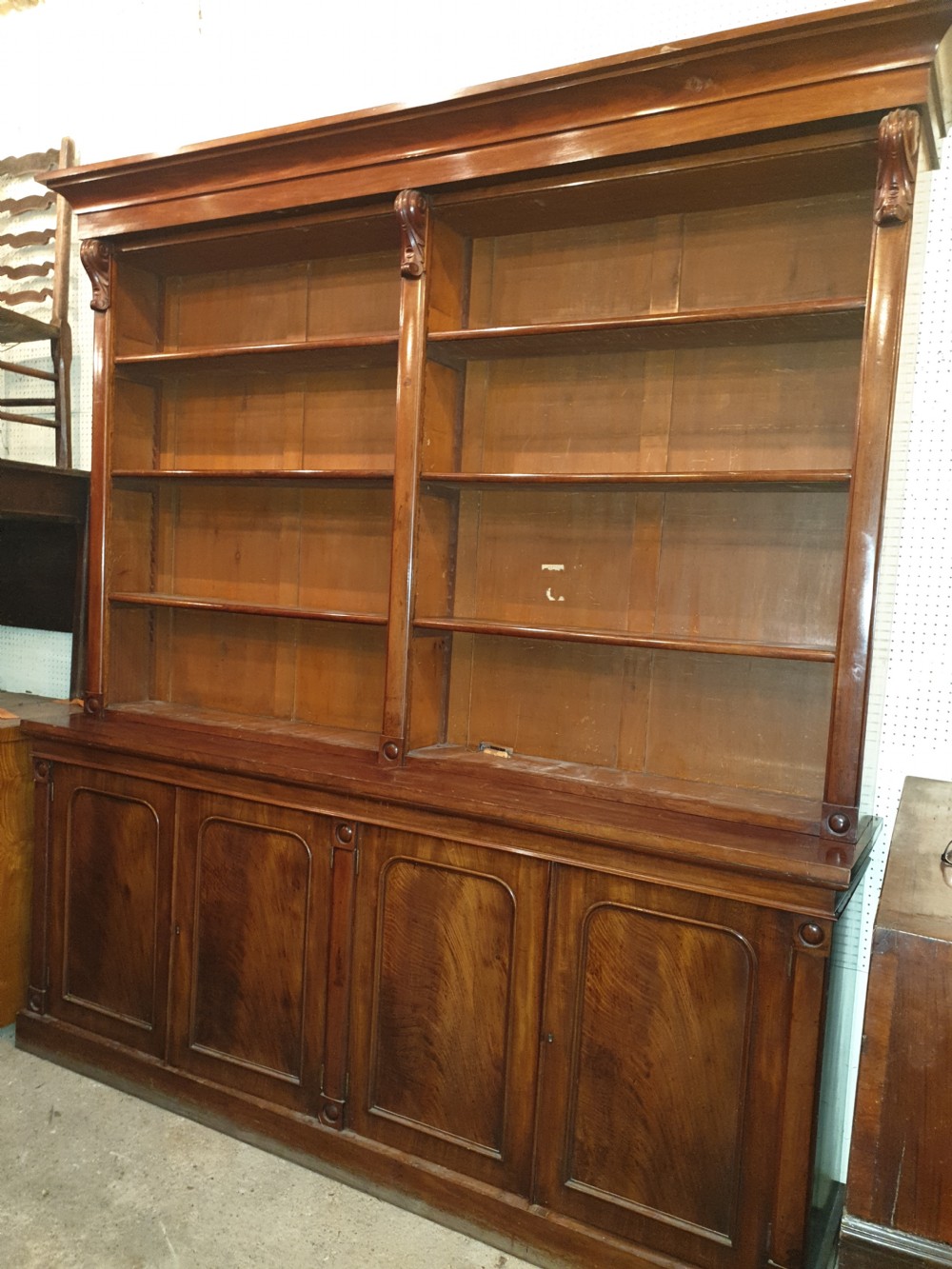 Practical mid 19th century mahogany library bookcase 