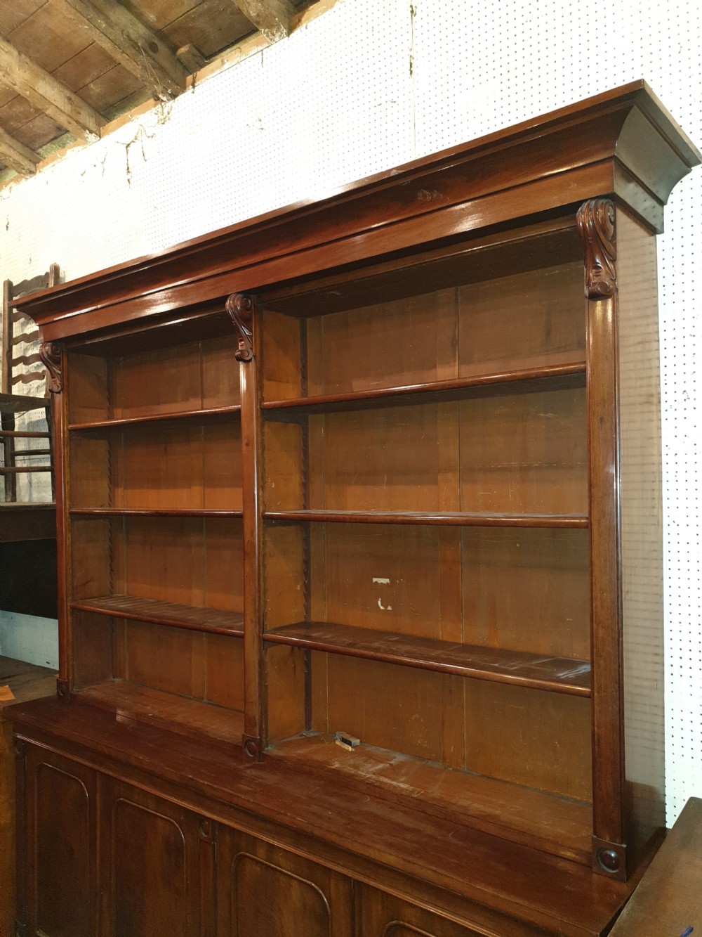 Practical mid 19th century mahogany library bookcase  View III