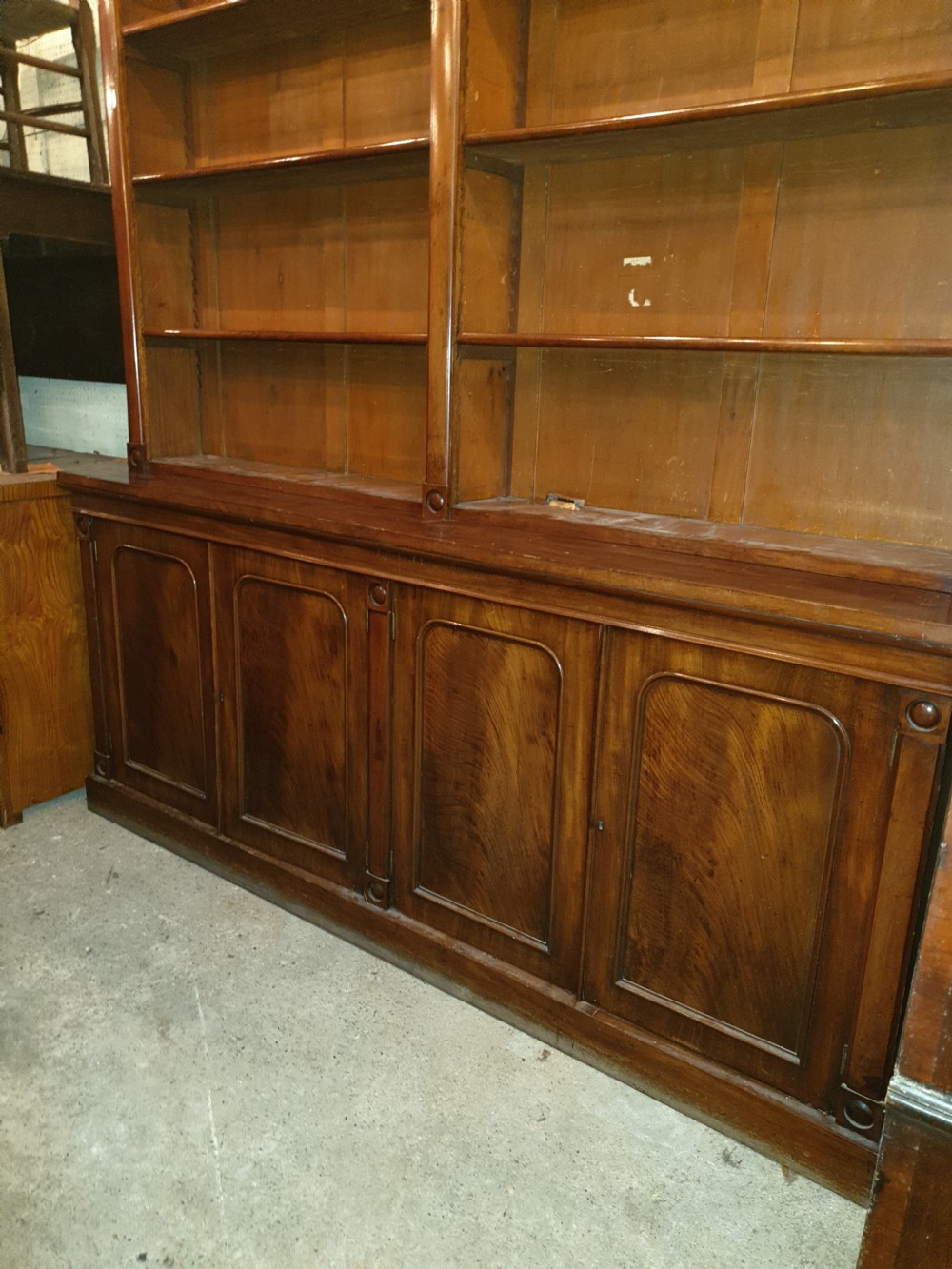 Practical mid 19th century mahogany library bookcase  View IV