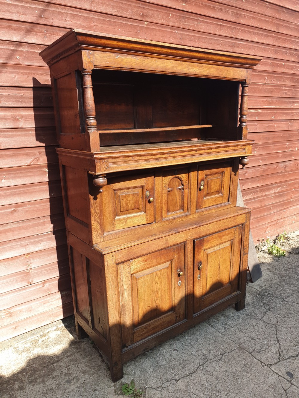 Antique oak 3 section tridarn 