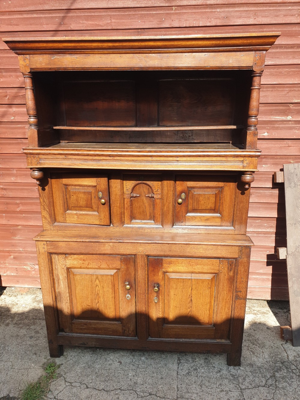 Antique oak 3 section tridarn  View II
