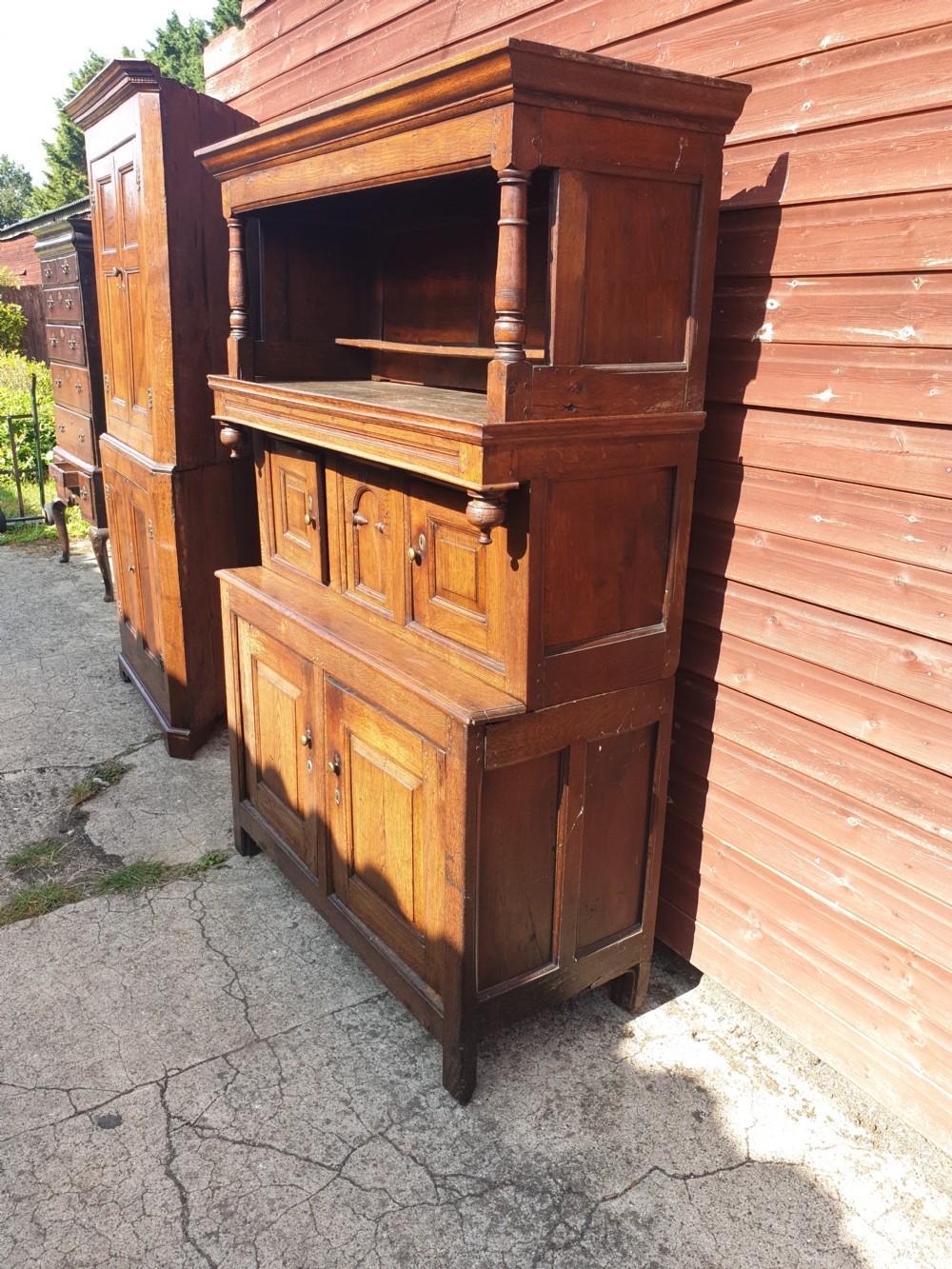 Antique oak 3 section tridarn  View III