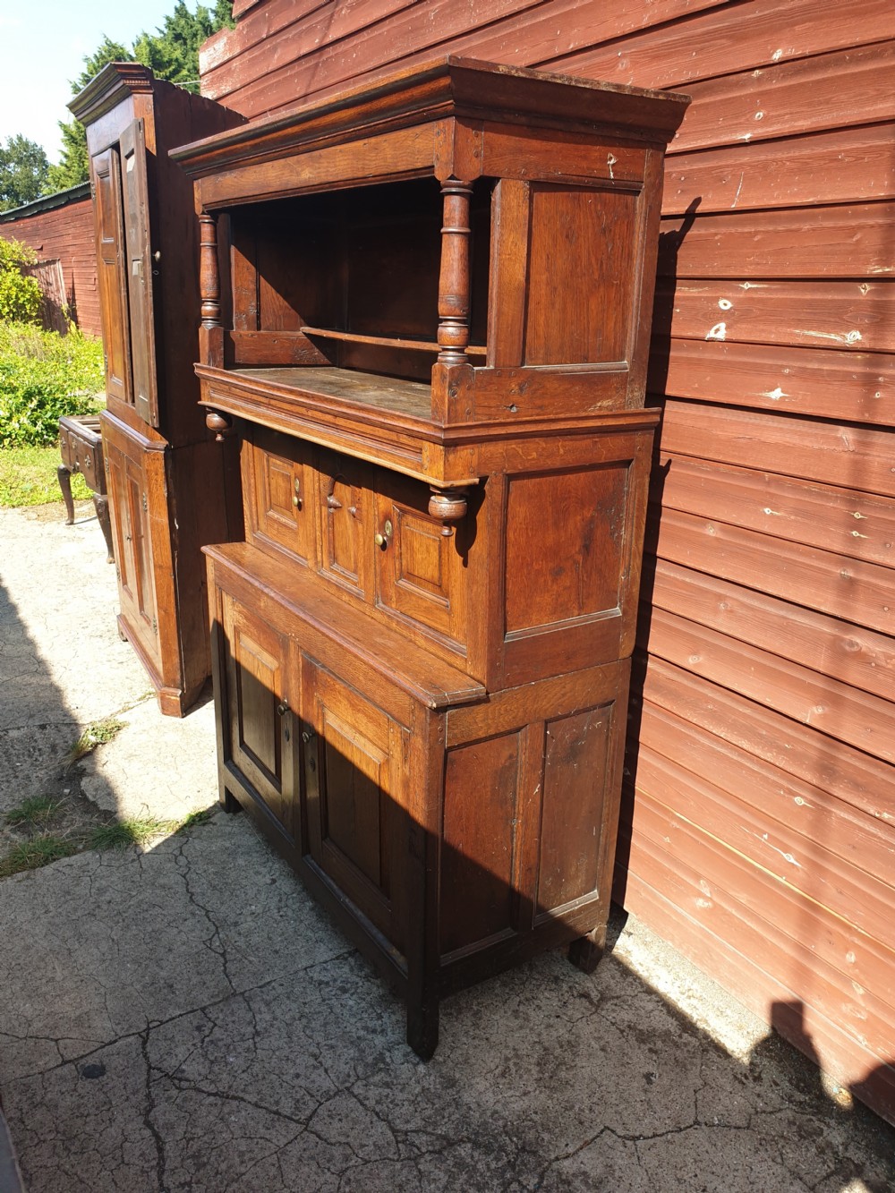 Antique oak 3 section tridarn  View V