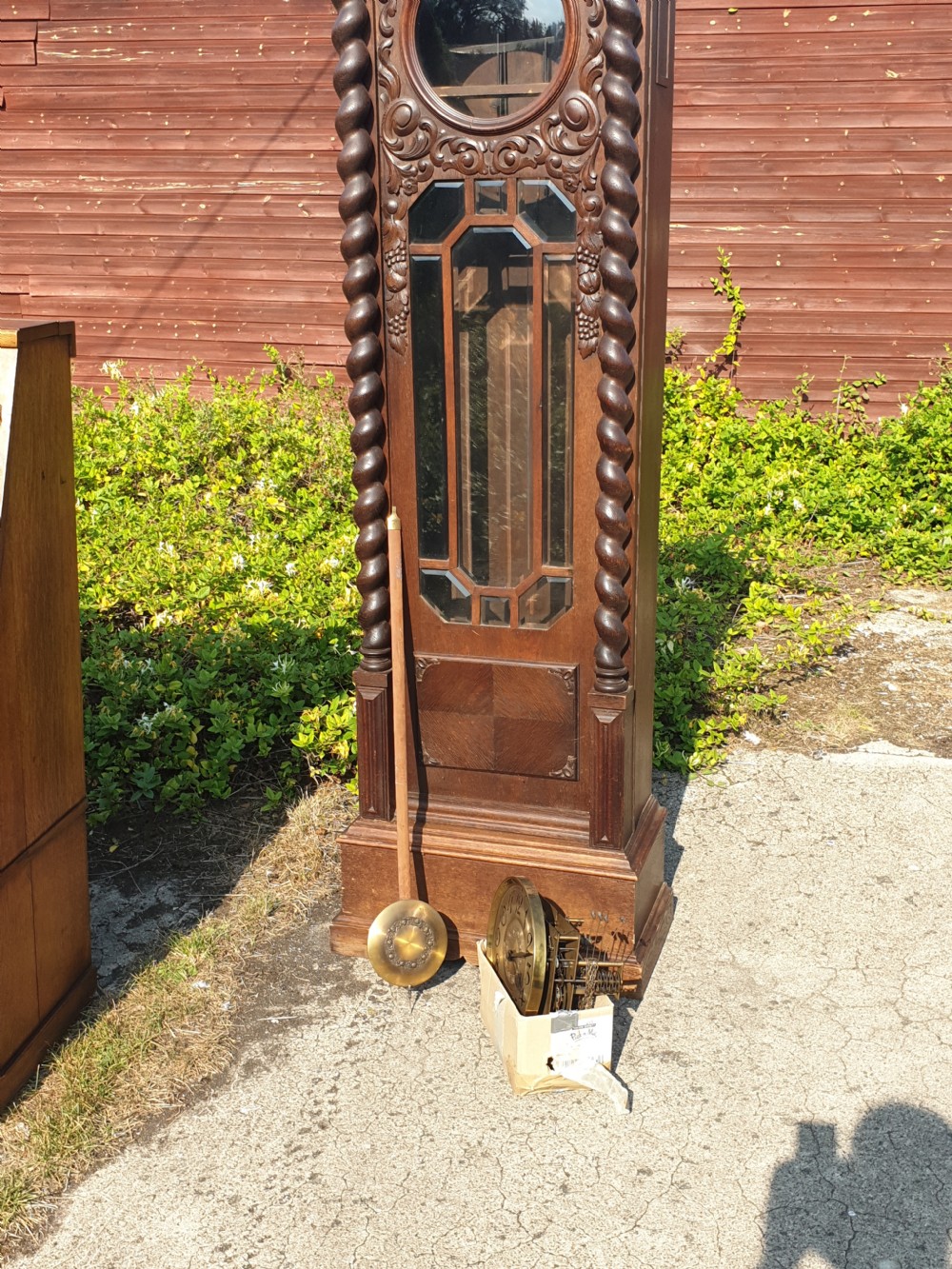 Large 1920s oak Grandfather clock in full working order. View V