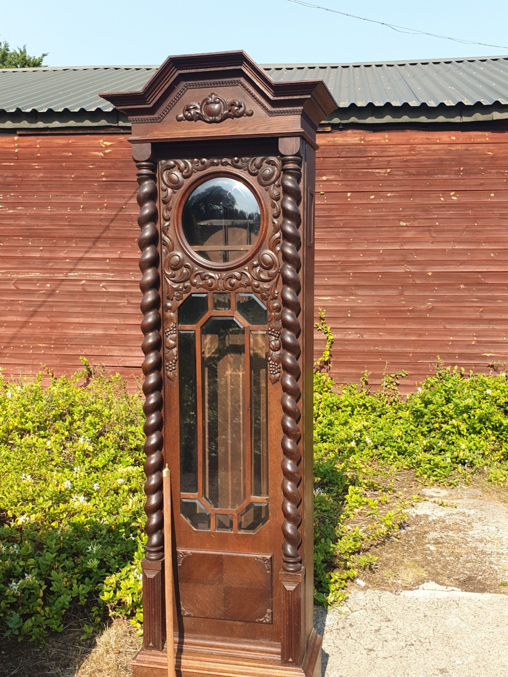 Large 1920s oak Grandfather clock in full working order. View VI