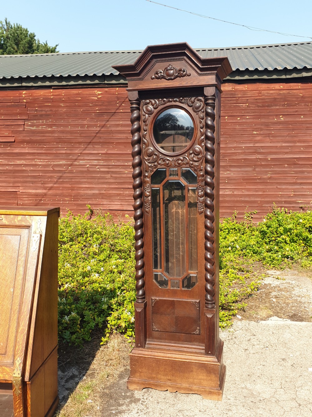 Large 1920s oak Grandfather clock in full working order. View VII