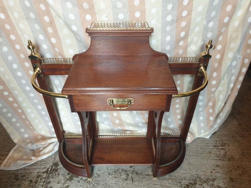 Late Victorian walnut and brass mounted umbrella hall stand  View III