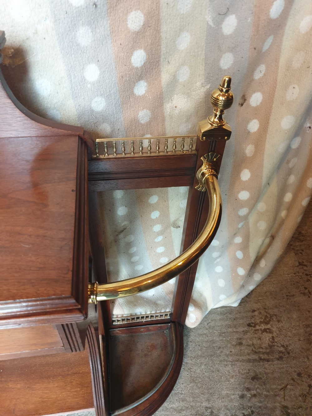 Late Victorian walnut and brass mounted umbrella hall stand  View IV