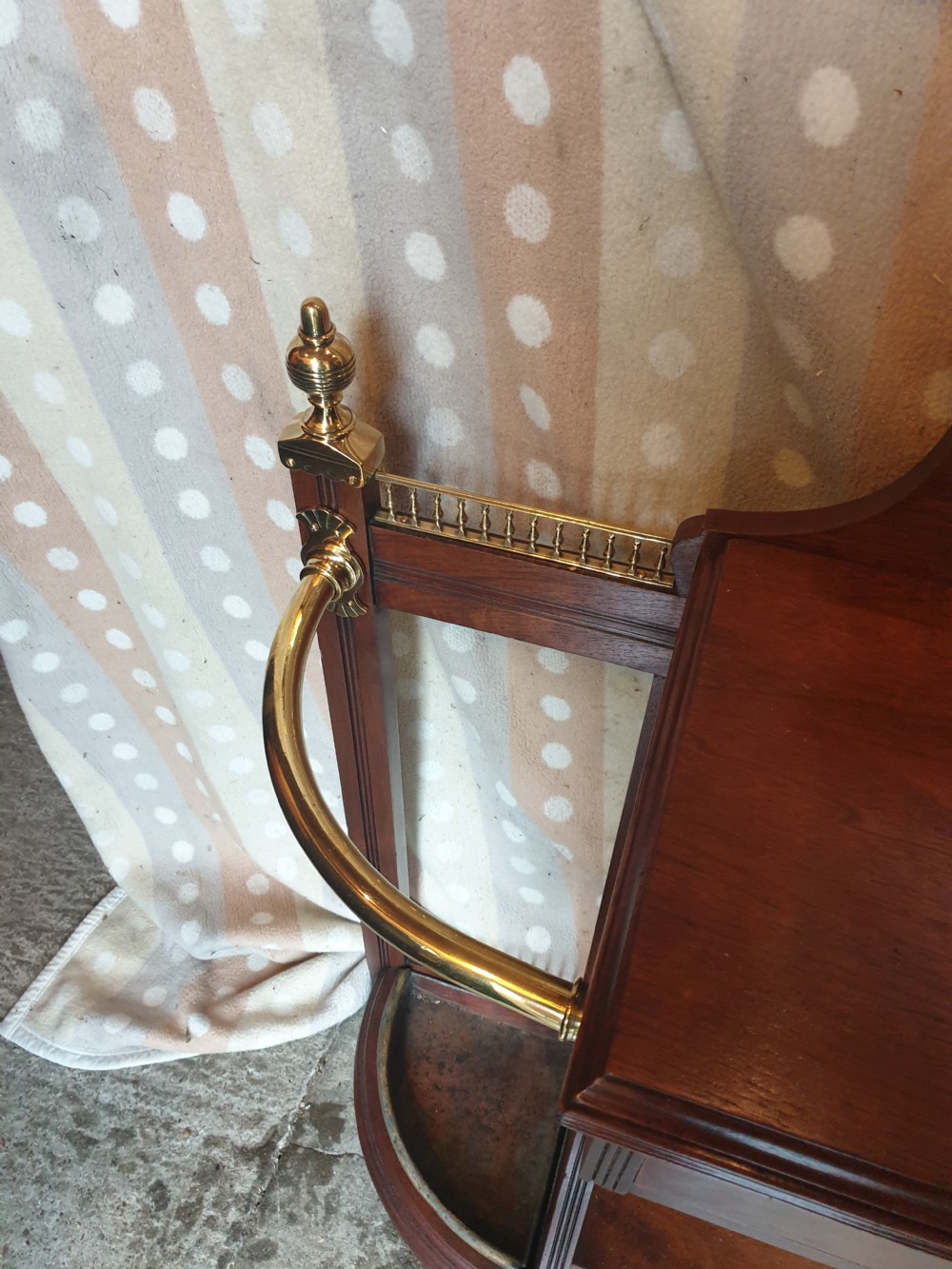 Late Victorian walnut and brass mounted umbrella hall stand  View V