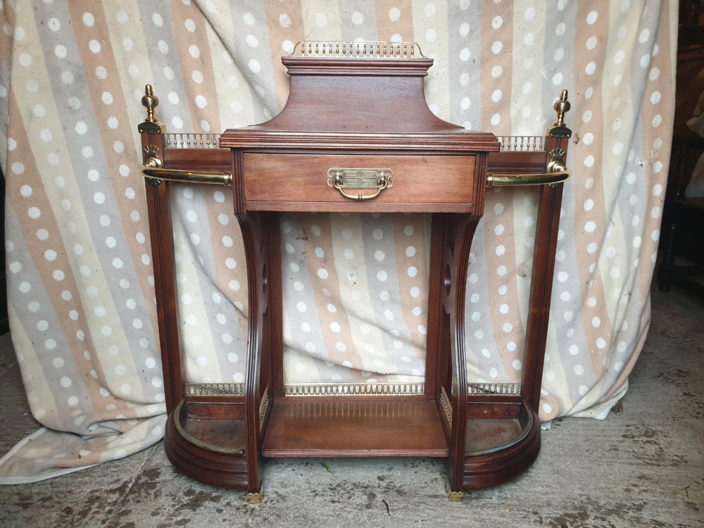 Late Victorian walnut and brass mounted umbrella hall stand  View VI