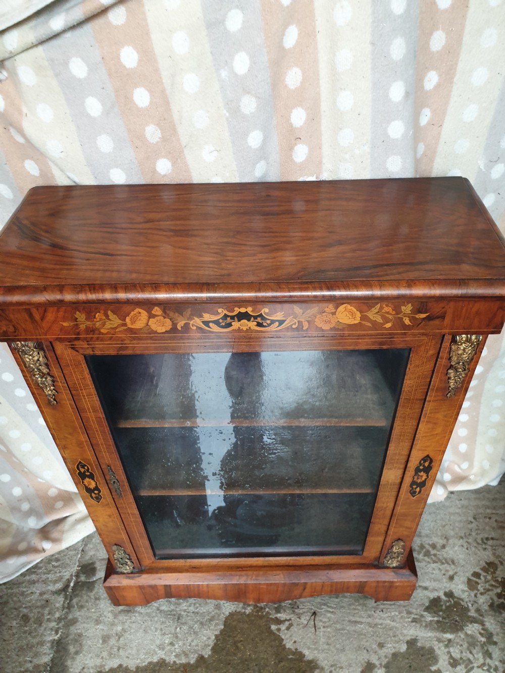 Good inlaid walnut pier cabinet  View II