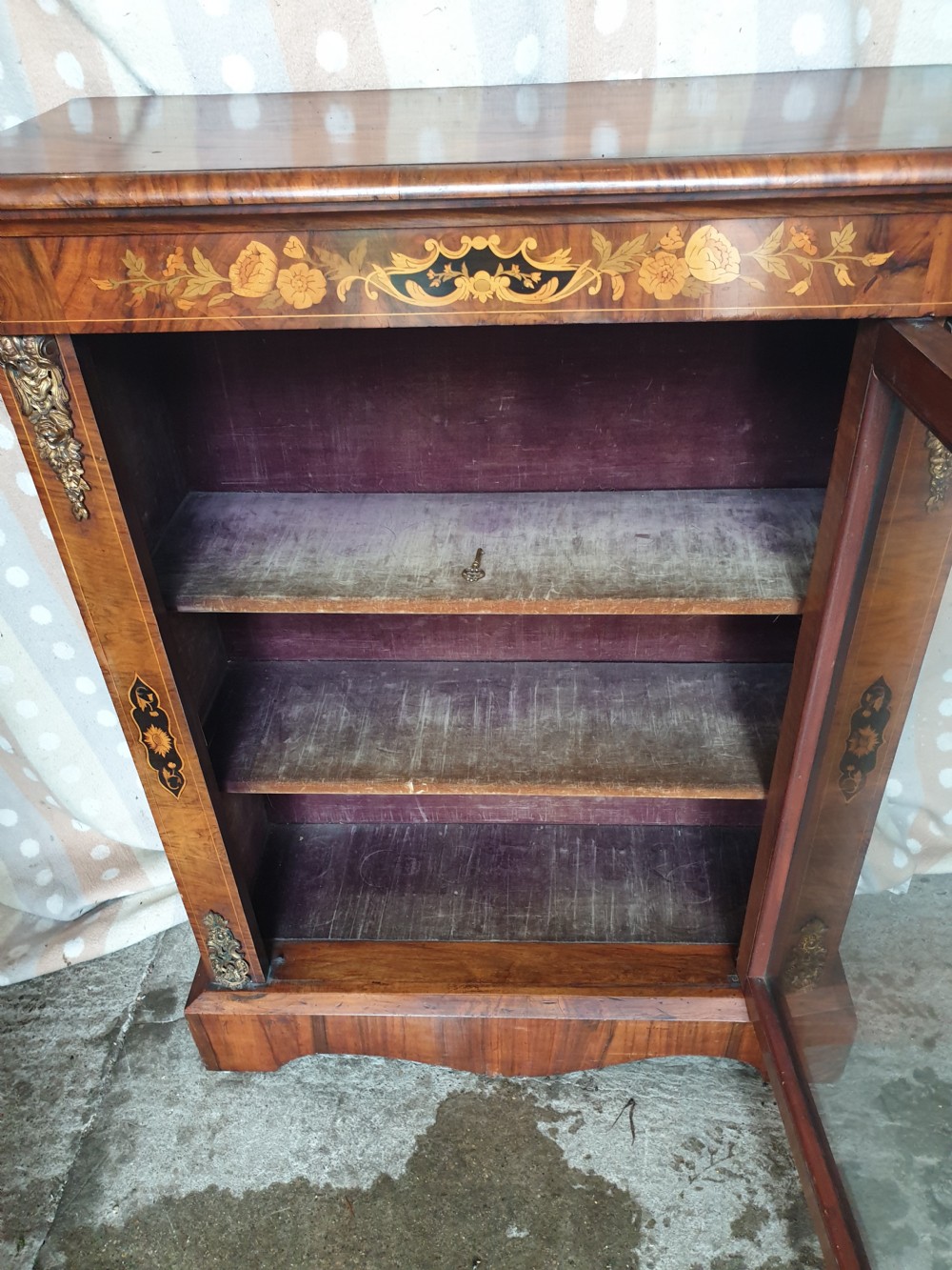 Good inlaid walnut pier cabinet  View III
