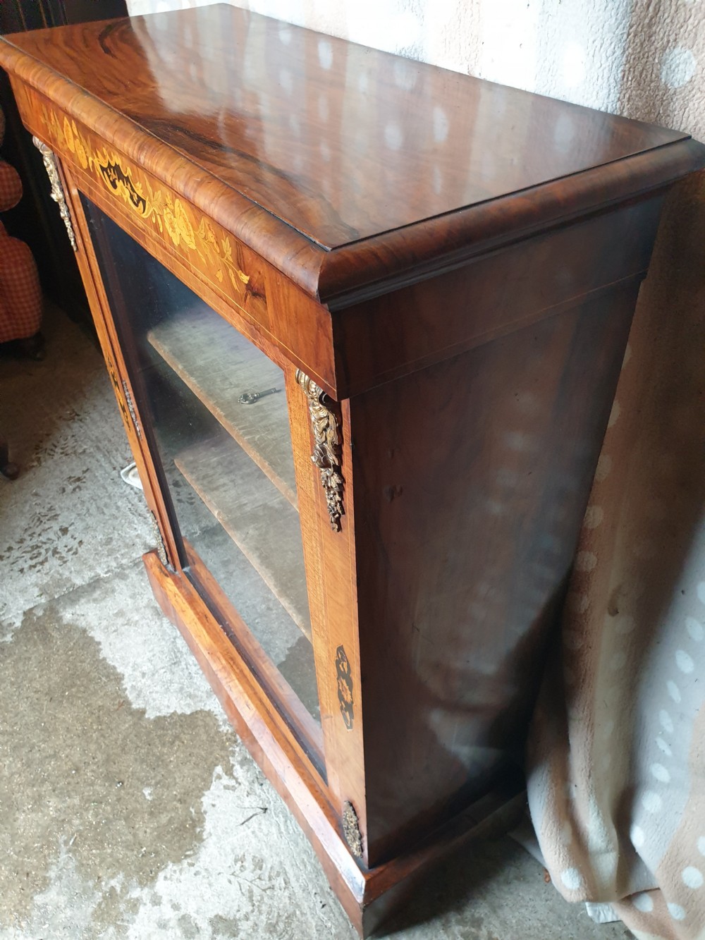 Good inlaid walnut pier cabinet  View IV