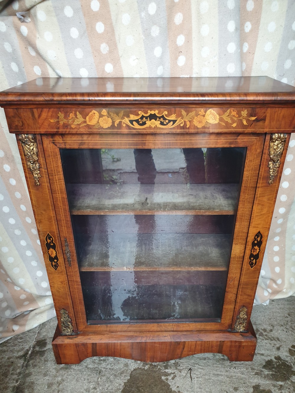 Good inlaid walnut pier cabinet  View VI