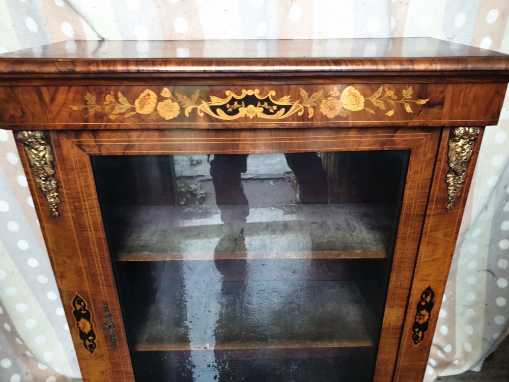 Good inlaid walnut pier cabinet  View VII