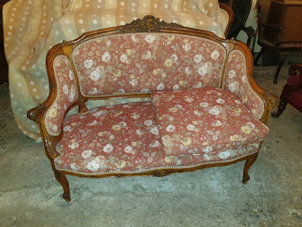 Late 19th century carved walnut window seat.