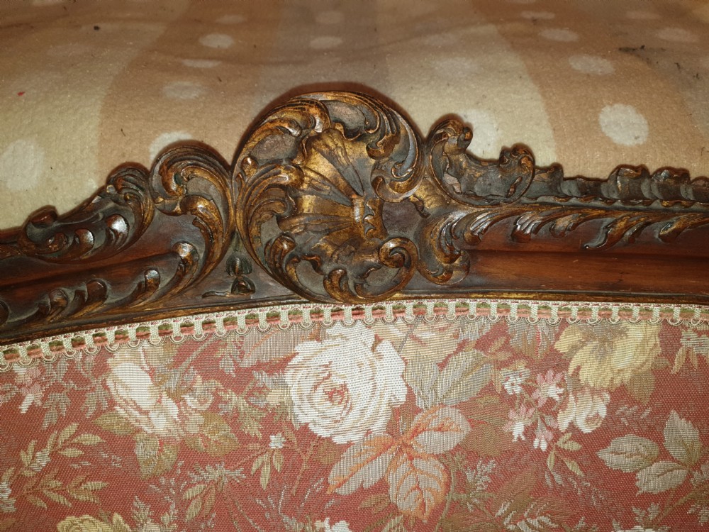 Late 19th century carved walnut window seat. View V